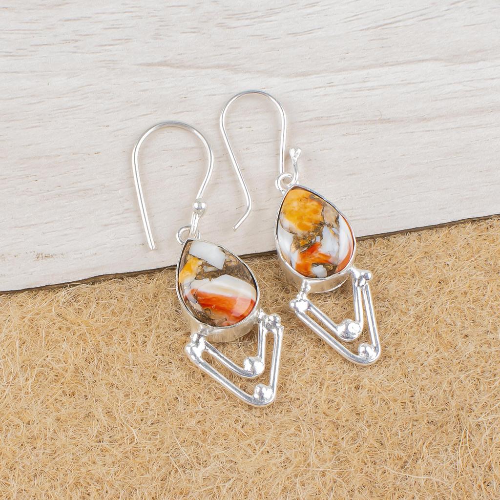 Оранжевая медь бирюза 925 пробы серебро серьги, серьги с драгоценными камнями ручной работы, подарки для жены совершенно новые серьги