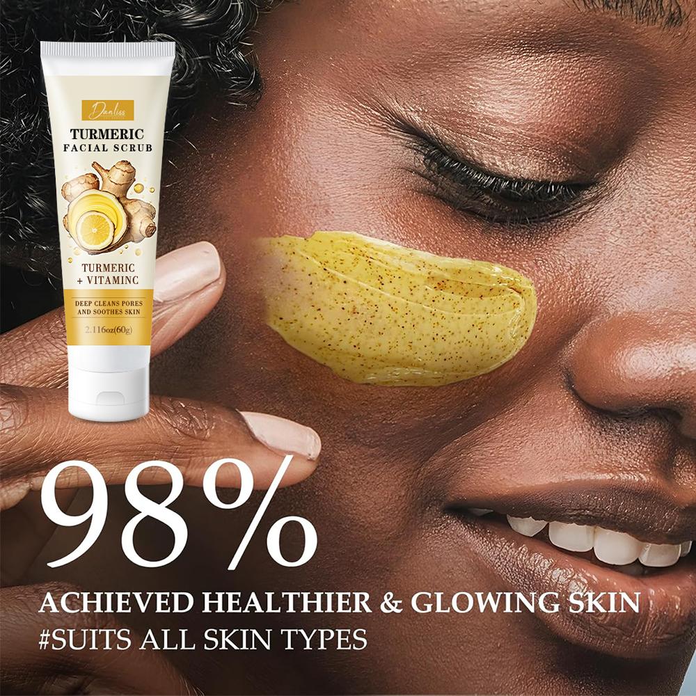60 г Скраб для лица с куркумой - богат витаминами и экстрактом куркумы - разглаживает и очищает сухую и жирную кожу - подходит для всех типов кожи