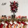 Festive Wall Garland Candy Cane Christmas White Striped Red Teardrop Swag Peppermint Swag Celebration Supplies