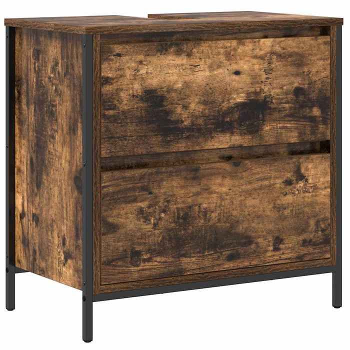 VidaXL Bathroom Cabinet Washbasin Drawers Smoked Oak 60x34.5x60 Cm, Vanity Unit, Storage Cabinet of 861884
