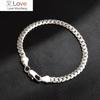 Pure Silver Bracelets For Men 5mm Chain Link Bracelet Bangles Wristband Costume Male Statement Jewelry Accessories Gifts