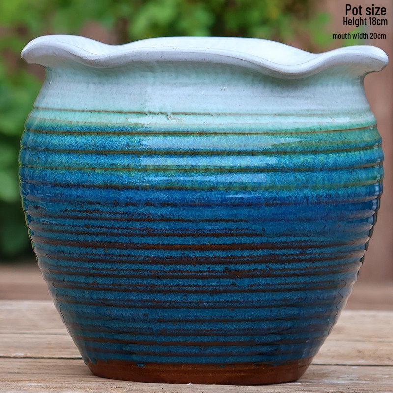 Large Ceramic Terracotta Flower Pot for Balcony and Living Room - Ideal for Succulents, Orchids, Green Radish, and Plants