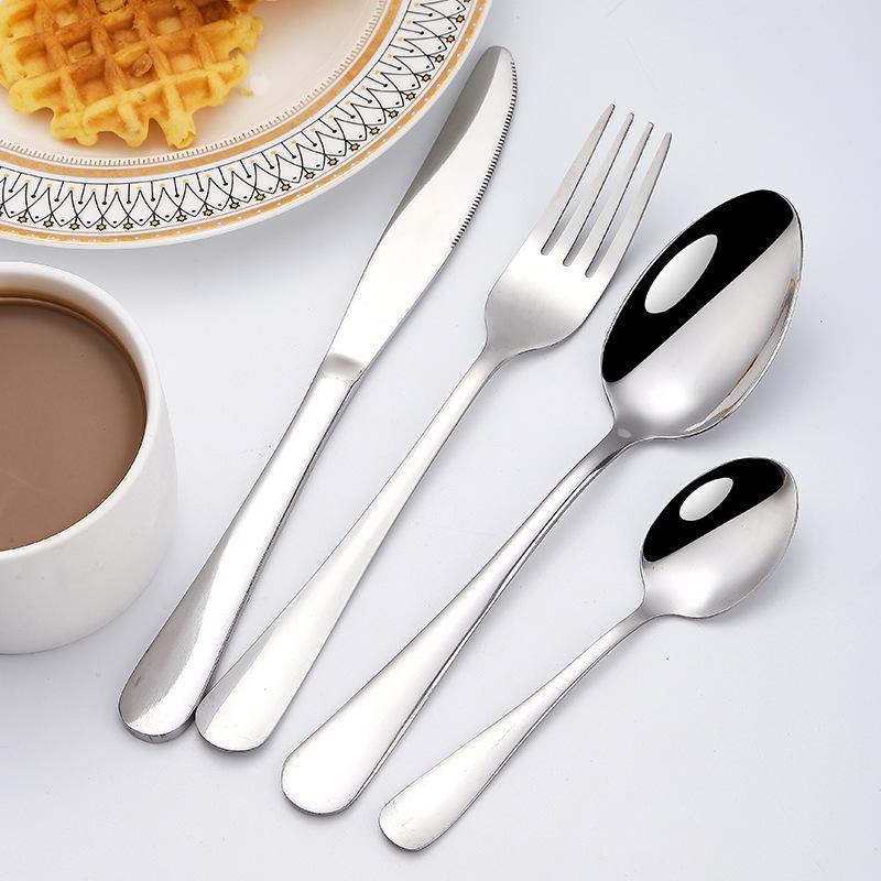 Stainless Steel Tableware 24 Pieces Suit Western Food Four Main Pieces Knife, Fork and Spoon with Storage Rack Gift Set Suit