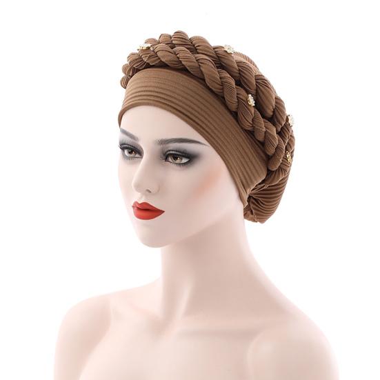 Turban Cap Flower Braids Headdress Lightweight Twist Headwrap Party Accessories