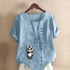 Women's Fashion Cartoon Cat Prined Short Sleeve T-shirt Loose Cotton Shirt Casual Loose Summer Blouse Tops Plus Size