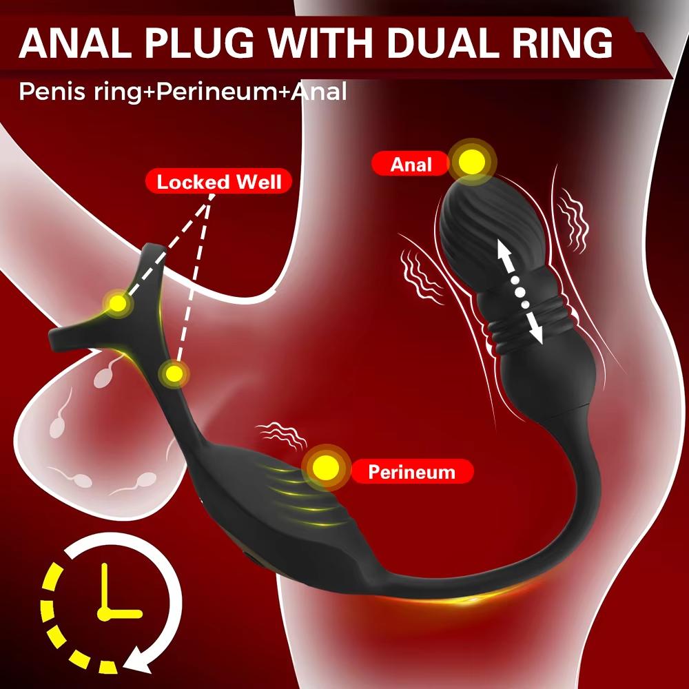 Кольцо для члена Вибратор простаты Секс-игрушки для мужчин Беспроводной пульт дистанционного управления Массаж яичек Анальная пробка Кольцо для пениса Мужской мастурбатор