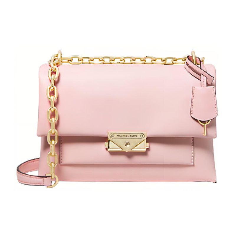 Michael Kors Mk Cece Классическая однотонная винтажная сумка через плечо с цепочкой и золотой пряжкой, клапан, полиэстер, средняя женская сумка 35F2G0EF8O-POWDER-BLUSH