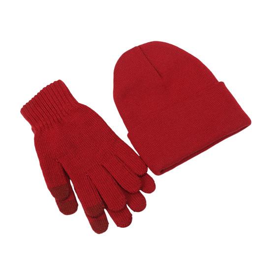 Winter Warm Knitted Gloves And Hat Set for Men And Women Soft Skull Cap And Touch Screen Gloves Set for Cold Weather