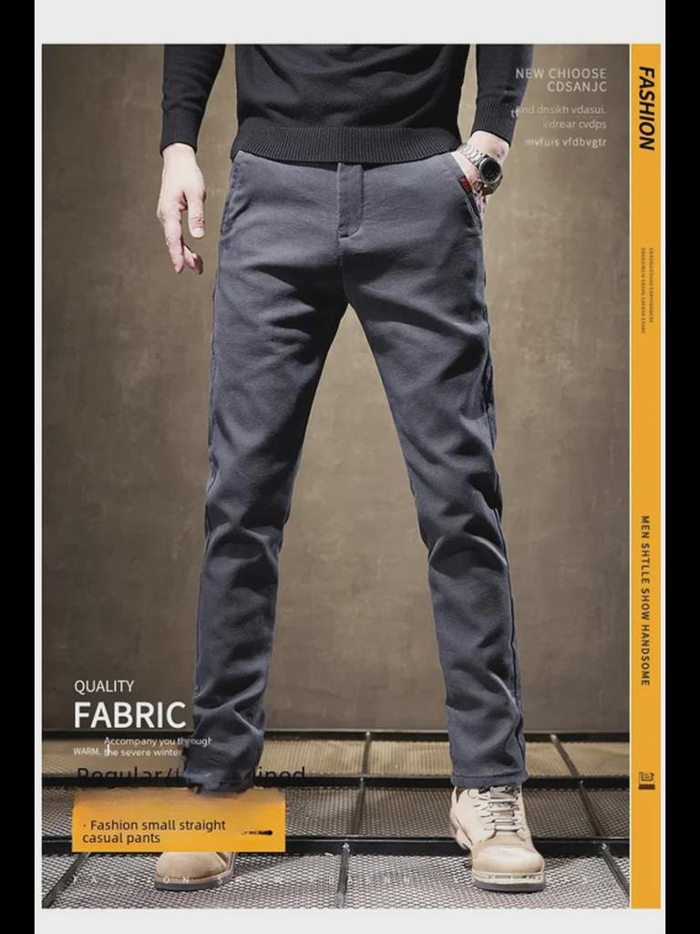 Мужские универсальные узкие эластичные джинсы — модные, удобные, мягкие, прямого кроя с добавлением бархата