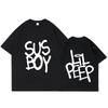 Горячий рэпер Lil Peep Sus Boy Розовая футболка Унисекс Мода Хип-хоп Футболка с коротким рукавом Высококачественная Оверсайз Хлопковая футболка