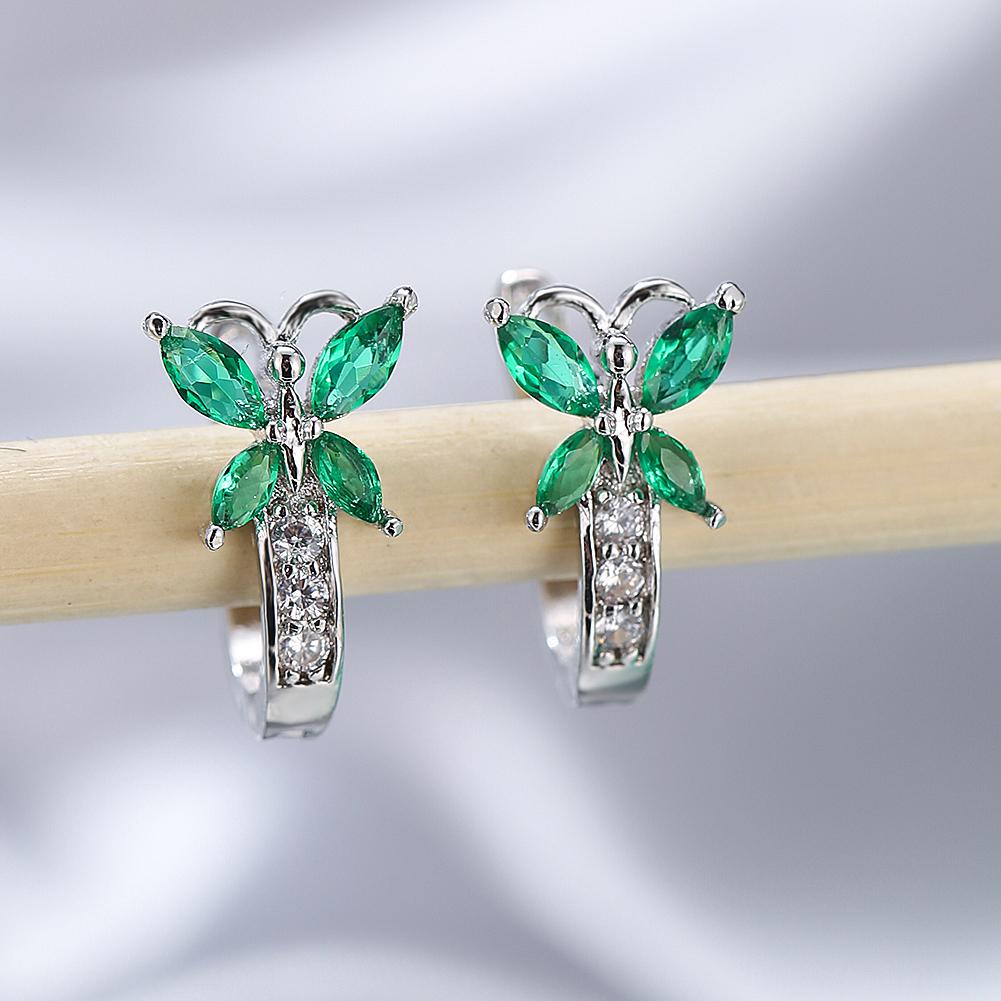1 пара милых серег-капель серебряного цвета в форме бабочки, серьги-подвески огранки «маркиз», синие, белые, красные, зеленые, с камнями, висячие серьги, ювелирные изделия для свадебной вечеринки