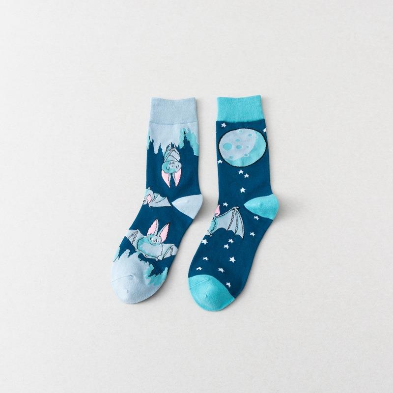 Новые носки средней длины с цветочным и птичьим узором от AB, мужские модные носки, носки больших размеров