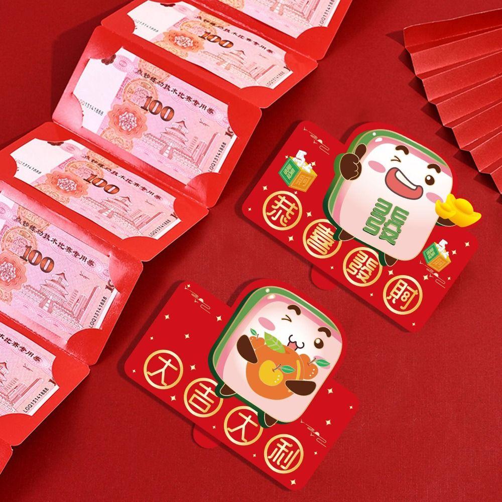 Thickened New Year Folding Red Envelopes Traditional Money Packet Cartoon Red Pocket  Kids Gift