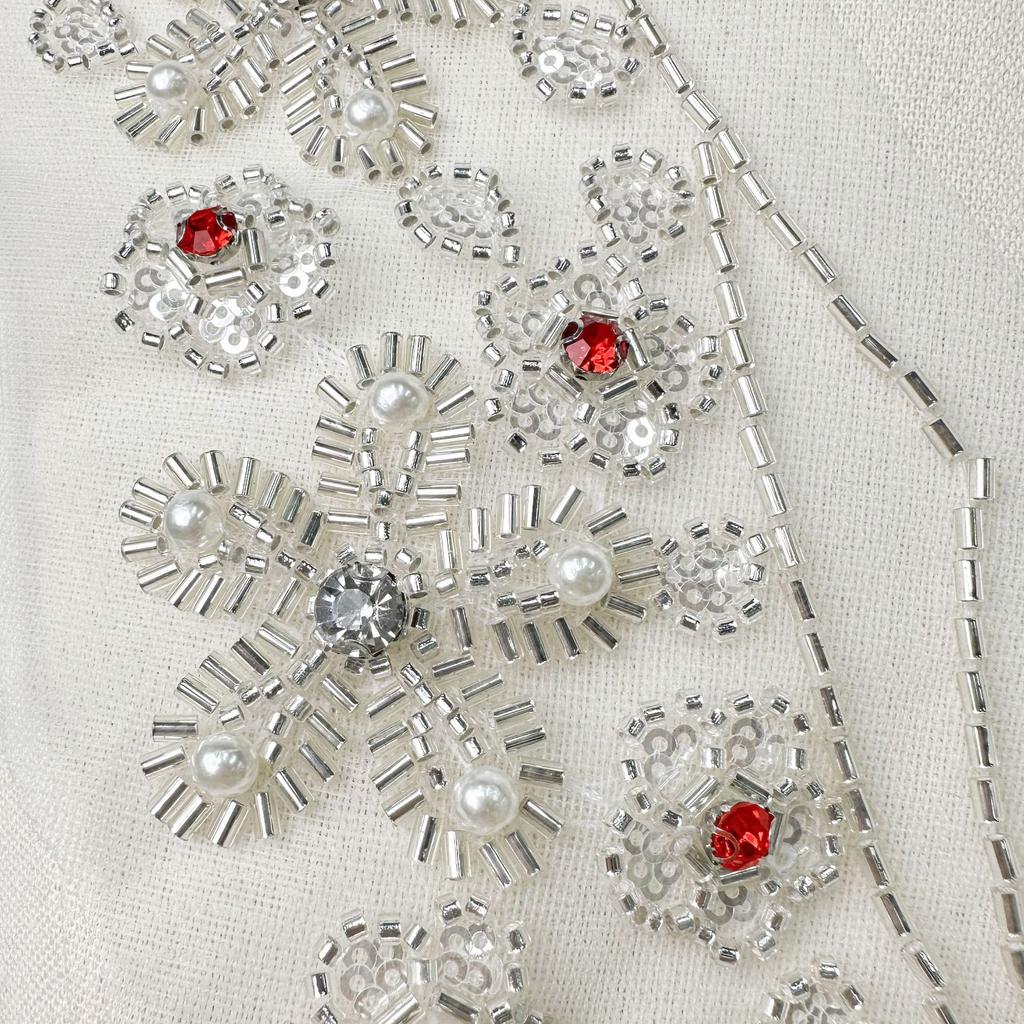 Mesh Embroidery Beads Color V-Neck Placket Collar Diy Decorative Accessories Women'S Dress Top Dress