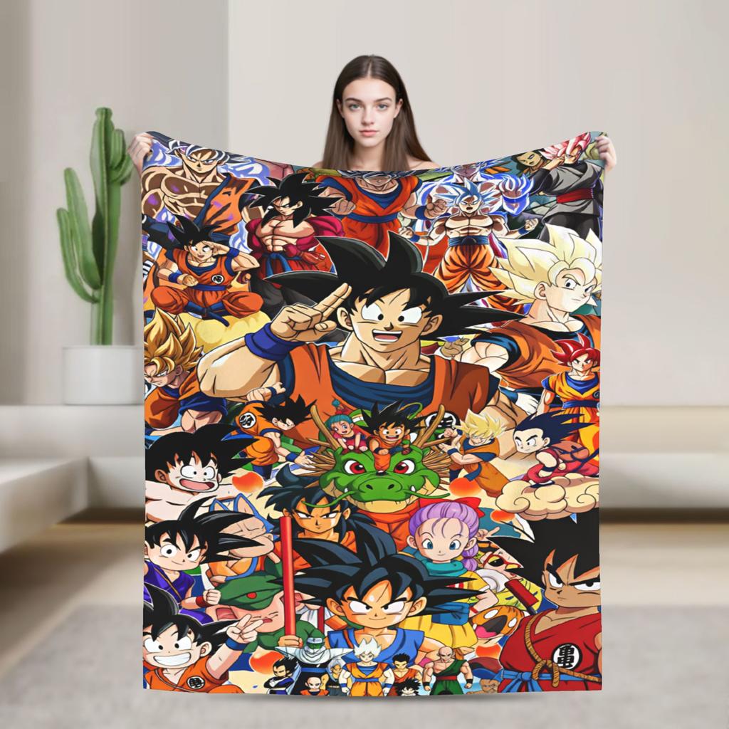 Плед Dragon Balls Сон Гоку Теплый Новинка Плюшевый Плед для Детей Взрослых На Улицу Фланелевая Постельная Покрывало Покрывало на Кровать