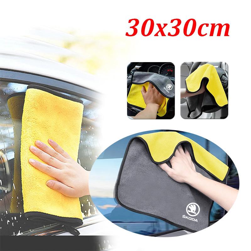 Microfiber Car Logos Wash Towel Soft For Skoda 3 2 VRS Vision Kodiaq Favorit Rapid Octavia 2 A5 A7 Auto Cleaning Rag Cloth Tools vx33