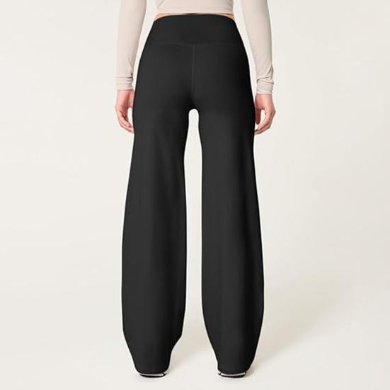 Женские расклешенные брюки с высокой талией, однотонные прямые брюки, однотонные прямые брюки с утягивающим эффектом для йоги