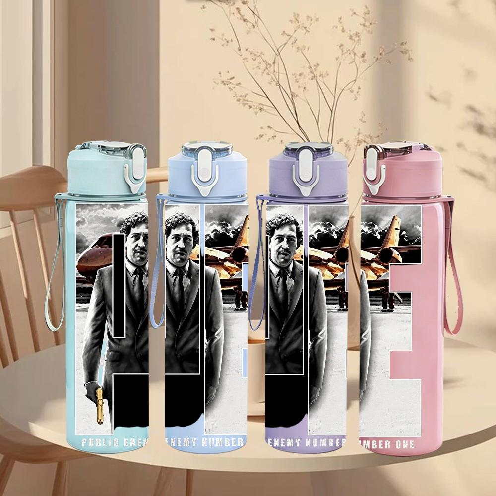 1PC Black Building Art A 750ml sports water bottle leakproof straw lid outdoor office home