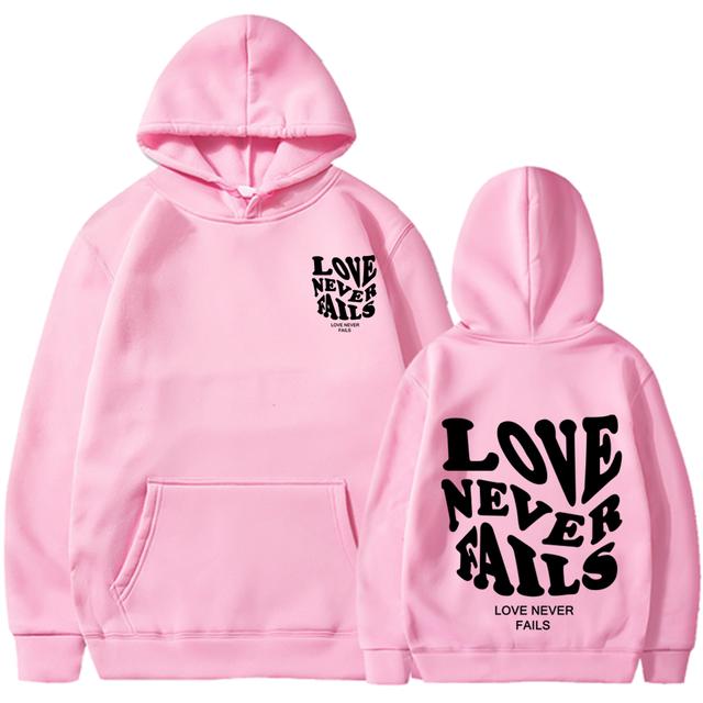 Толстовки с буквенным принтом Love Never Fails, мужские/женские толстовки, черная осень, винтажные свободные топы в стиле Харадзюку, повседневные пуловеры