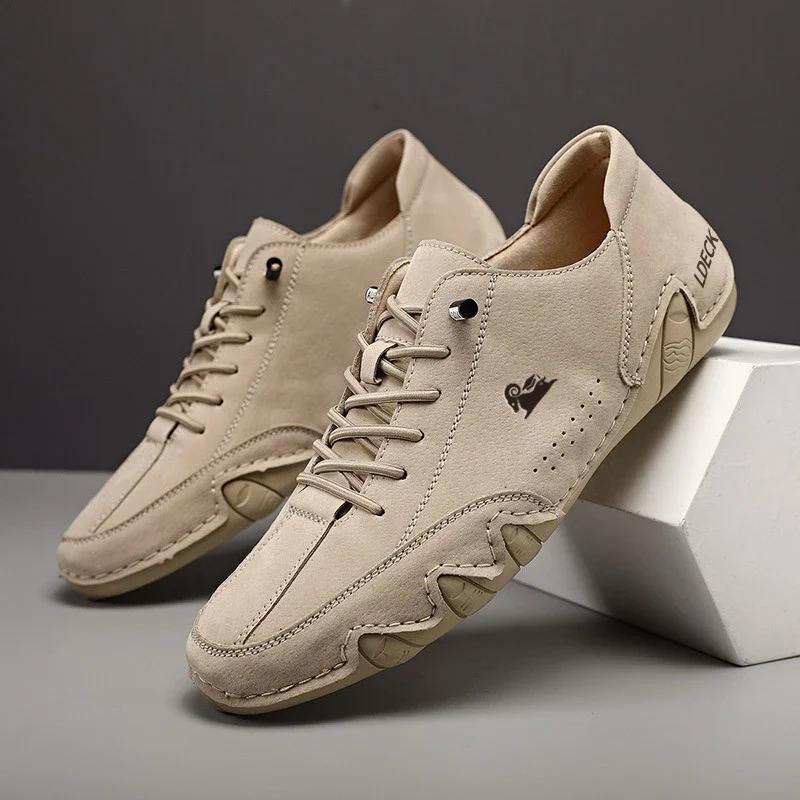 Мужские новые туфли Le Fu, роскошные, продаваемые, высококачественный дизайн, дышащие туфли на мягкой подошве, модные ретро туфли для вождения мотоцикла
