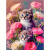 5D DIY Diamond Painting Flower Cat Full Round Diamond Embroidery Animal Mosaic Cross Stitch Handmade Gift 30x40cm/12x16inch