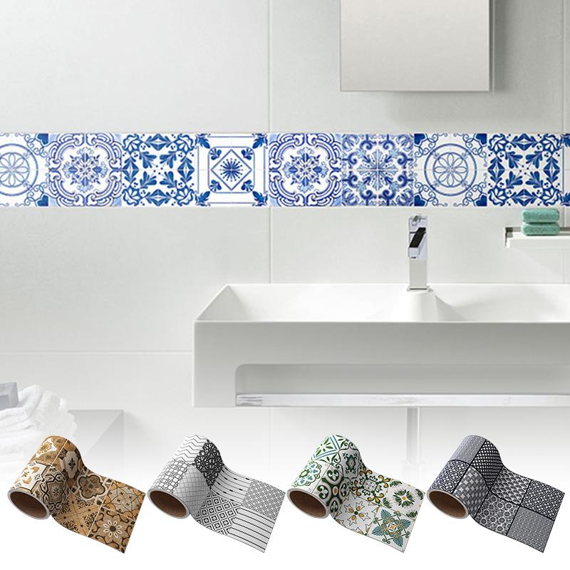 1 рулон обоев с цветочным принтом, наклейка на стену, фон, самоклеящаяся водонепроницаемая наклейка на плитку, декоративная полоса на талии 10x500 см