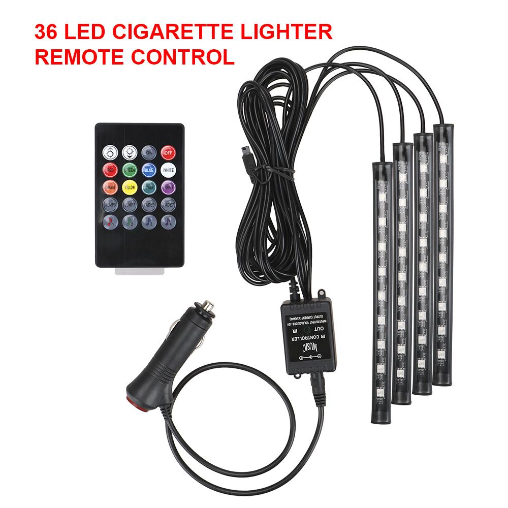 Пульт дистанционного управления/голосовое управление 24/36/48/72 светодиодные лампы для украшения автомобиля, атмосферная лампа, автомобильные интерьерные декоративные светильники, светодиодные лампы для ног автомобиля, окружающая лампа
