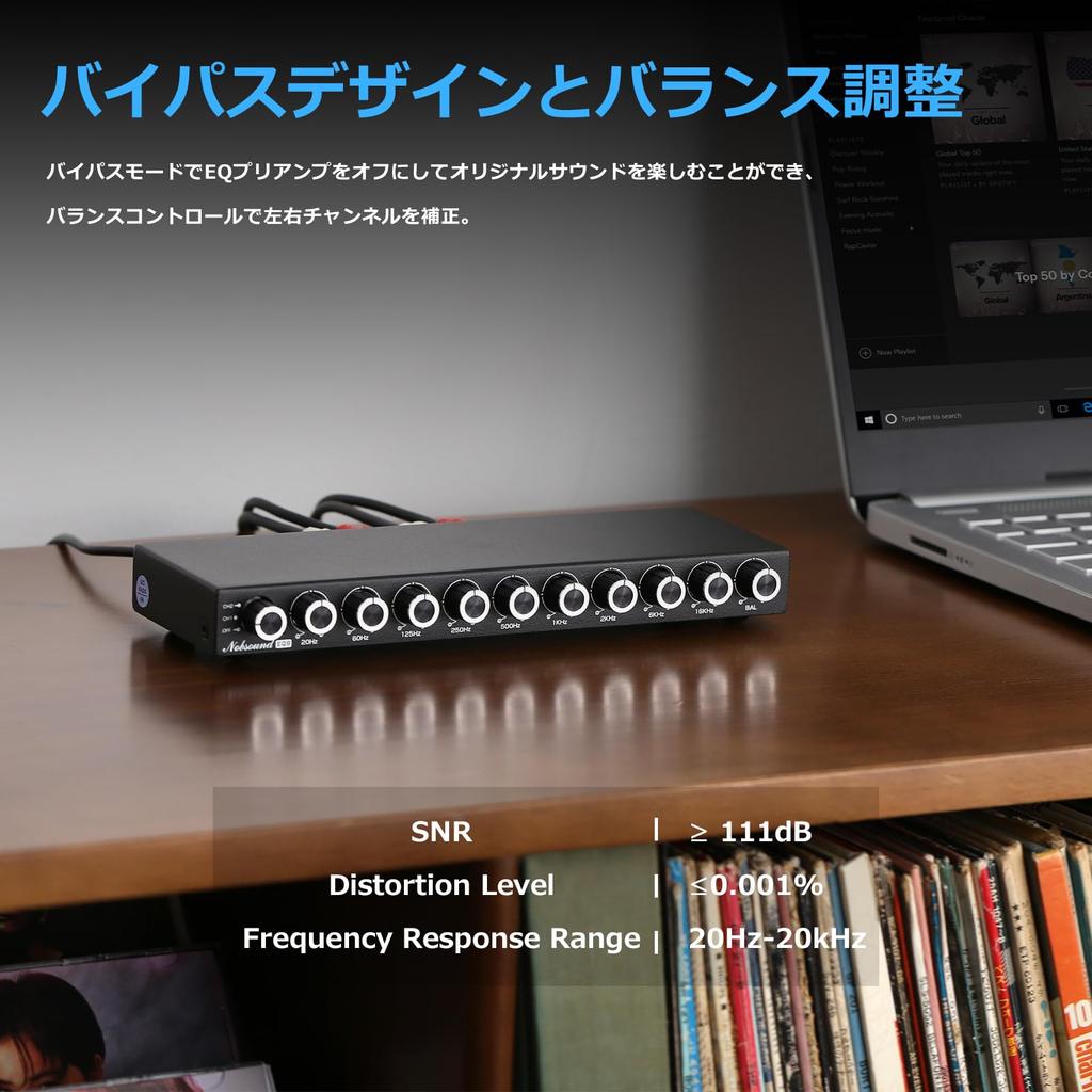 Nobsound HiFi 9 Band Stereo EQ Preamp Analog Equalizer Audio Processor for Home/Car