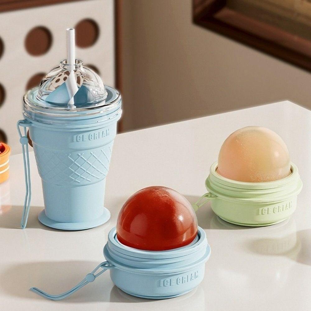 Silicone Foldable Ice Ball Cup Press Easy Demoulding Ice Ball Maker Mold Travel Camping