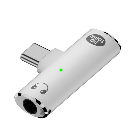 Адаптер USB C на 3,5 мм аудиоразъем с быстрой зарядкой PD 100 Вт, двухпортовый адаптер, универсальный адаптер для наушников