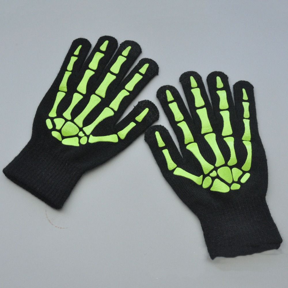 Thicken Luminous Skeleton Claw Gloves Full Finger Halloween Bone Claw Gloves  Cycling
