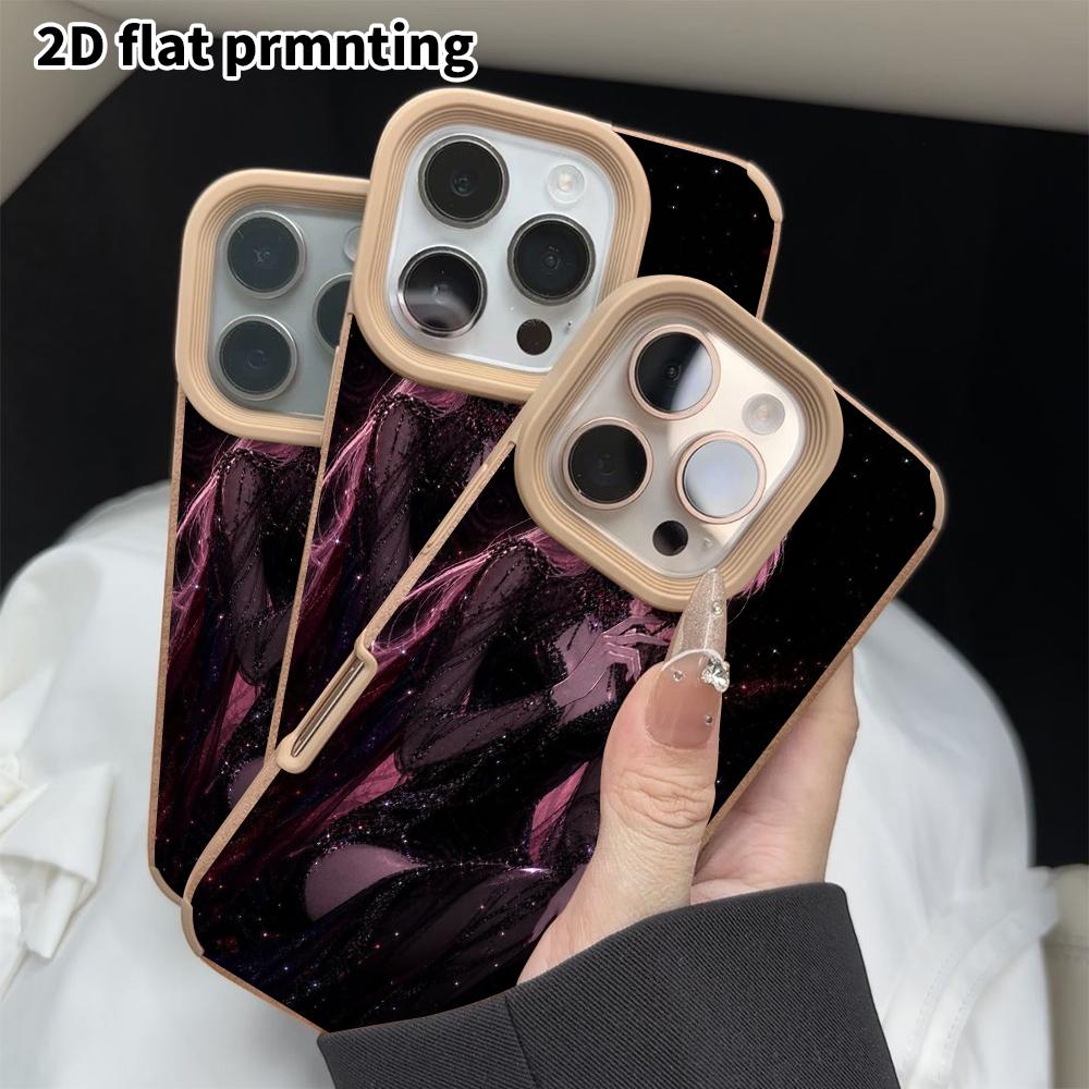 Phone Case: 2D flat lambskin suitable for iPhone 18, 17, 16, 15, 14, 13 Pro film protective case,dark night beauty, Christmas and Halloween gift