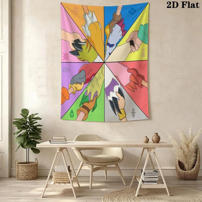 Digimon Heroes Epic Battles Await Tapestry Fashion Print Background Cloth Wall Covering Decoration Atmospheric Background Cloth Home Decor