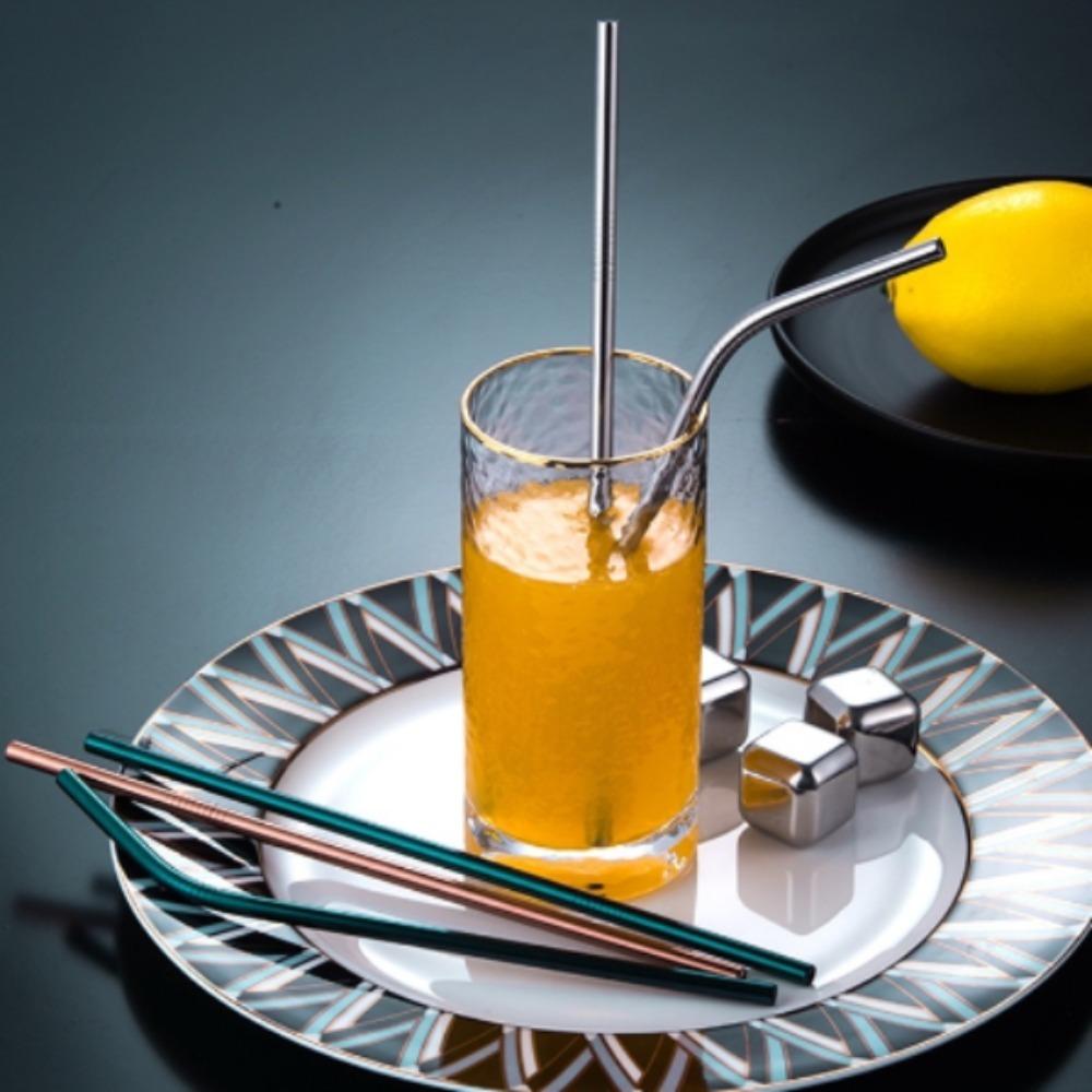 Diameter 6mm Stainless Steel Straws Bends Cold Drink Tube Reusable Metal Straw
