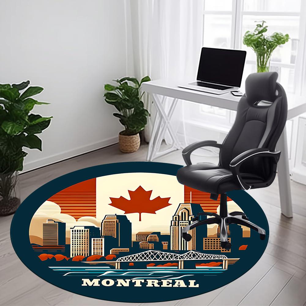 1 шт. Круглый ковер Montreal Maple Leaf для офиса, Коврик подходит для офиса, Под офисные стулья, Спальни, Гостиной, Домашнего декора, Декора комнаты