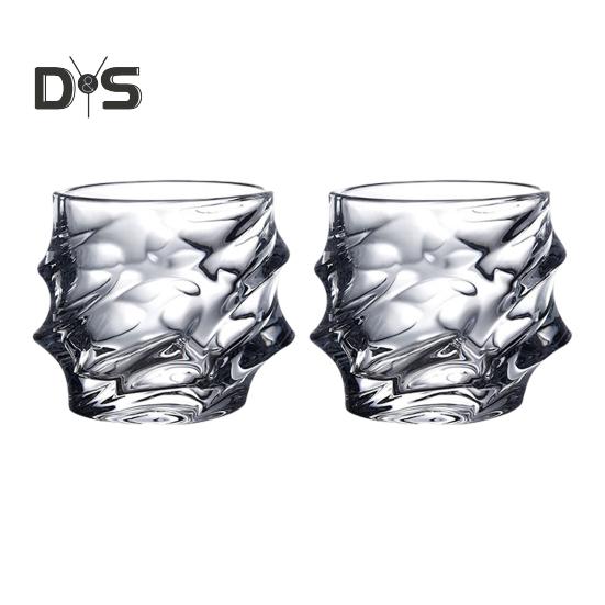 1/2/4Pcs Glass Whiskey Glasses Heavy Thick Bottom Bar Bourbon Glasses Faux Crystal Whisky Twisted Glass Tumblers Poker Night Drinkware