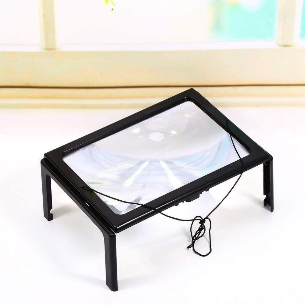 4 LED Light Reading 3X Magnifier Full Page a4 LED Magnifying Glass  for Reading Sewing Knitting