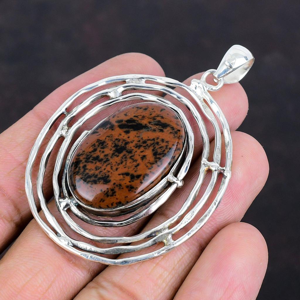 Mahogany Obsidian Pendant 925 Sterling Silver Pendant Original Gemstone Pendant Designer Jewelry Anniversary Gifts Handmade Stylish Pendant