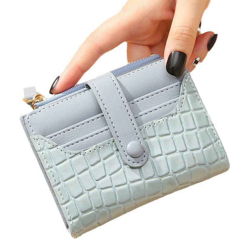 Women's Korean Retro Crocodile Pattern Wallet with Multi-Card Slots and Coin Purse