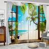 Natural Scenery Landscape Seascape Seagull Window Curtains Blinds For Living Room Bedroom Bathroom Kicthen Door Home Decor2Pcs