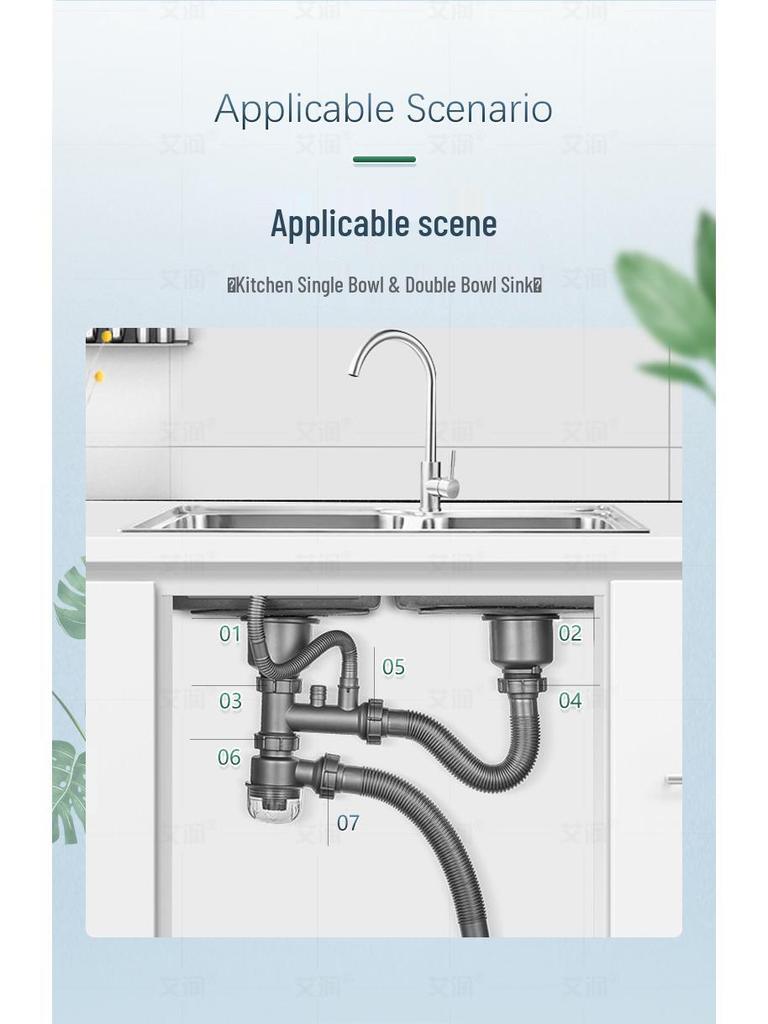 Silicone Kitchen Drain Pipe Sealing Ring, 1.5" T-shaped 45mm & 2" Convex 57mm Rubber Gasket