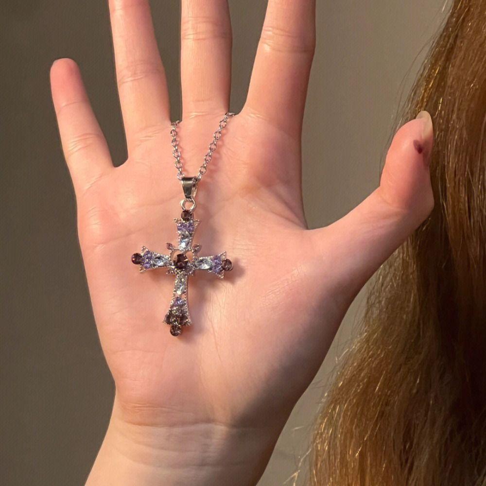 Zircon Cross Necklace Diamond Collarbone Chain Fashion Love Heart Necklaces Girls