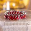 Exquisite Red Marquise Cut Stone Band Rings For Women Shiny Silver Color Wedding Ring Fine Jewelry