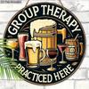 Vintage Bar Theme Wooden Sign - Retro Decorative Plaque with "Group Therapy Practiced Here" - Ideal Hanging Ornament for Bar, Cafe, Home Decor
