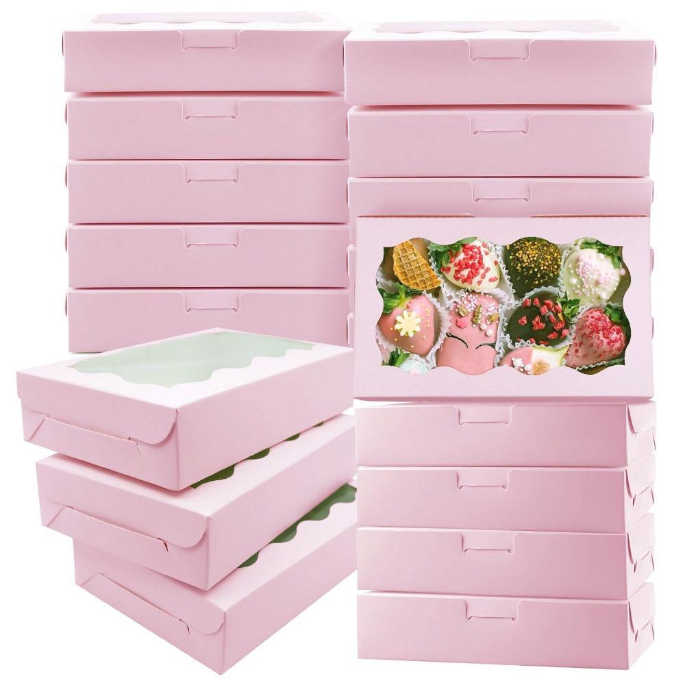 20pcs Large Treat Boxes with Window Kraft Paper Gift Wrap Boxes with Clear Window Gift Box for Weddings Birthdays Parties Ramadan Easter