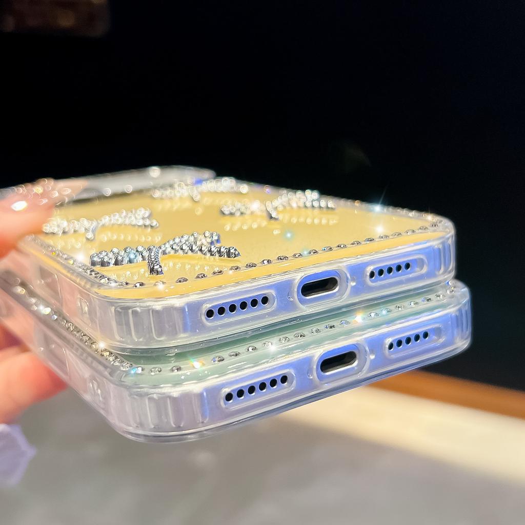 For iPhone 17 Pro Max Case Rhinestone Edge Butterfly Bow Decor TPU+PC IMD Phone Cover