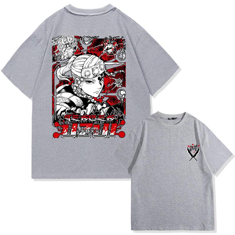 Футболка мужская летняя из 100% хлопка с графическим принтом в стиле аниме «Убийца демонов» Uzui Tengen, повседневная, дышащая, трендовая, уличная мужская одежда