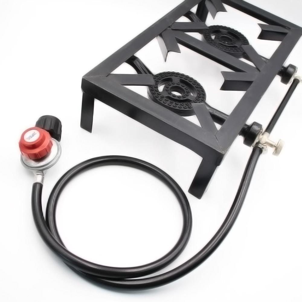 Outdoor Propane Gas Burner Double Cast Iron Stove for Patio Camping BBQ Cooking (US Standard)