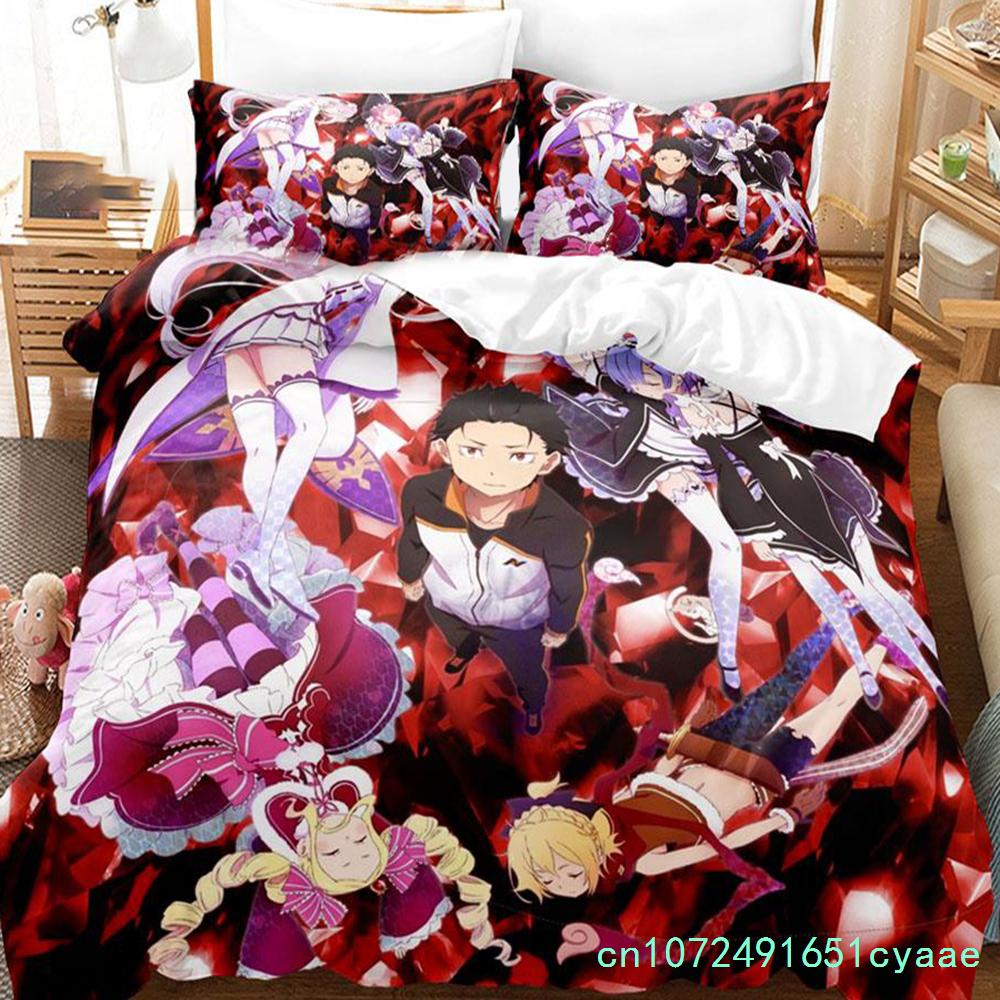 3D-печать аниме Re Zero Rem Ram Emilia комплект постельного белья для мальчиков и девочек Twin Queen Size пододеяльник наволочка кровать дети взрослые