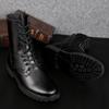 Модные уличные трендовые мужские высокие ботинки средней высоты из хлопка, зимние мужские кожаные повседневные ботинки в британском стиле на толстой подошве в деловом стиле